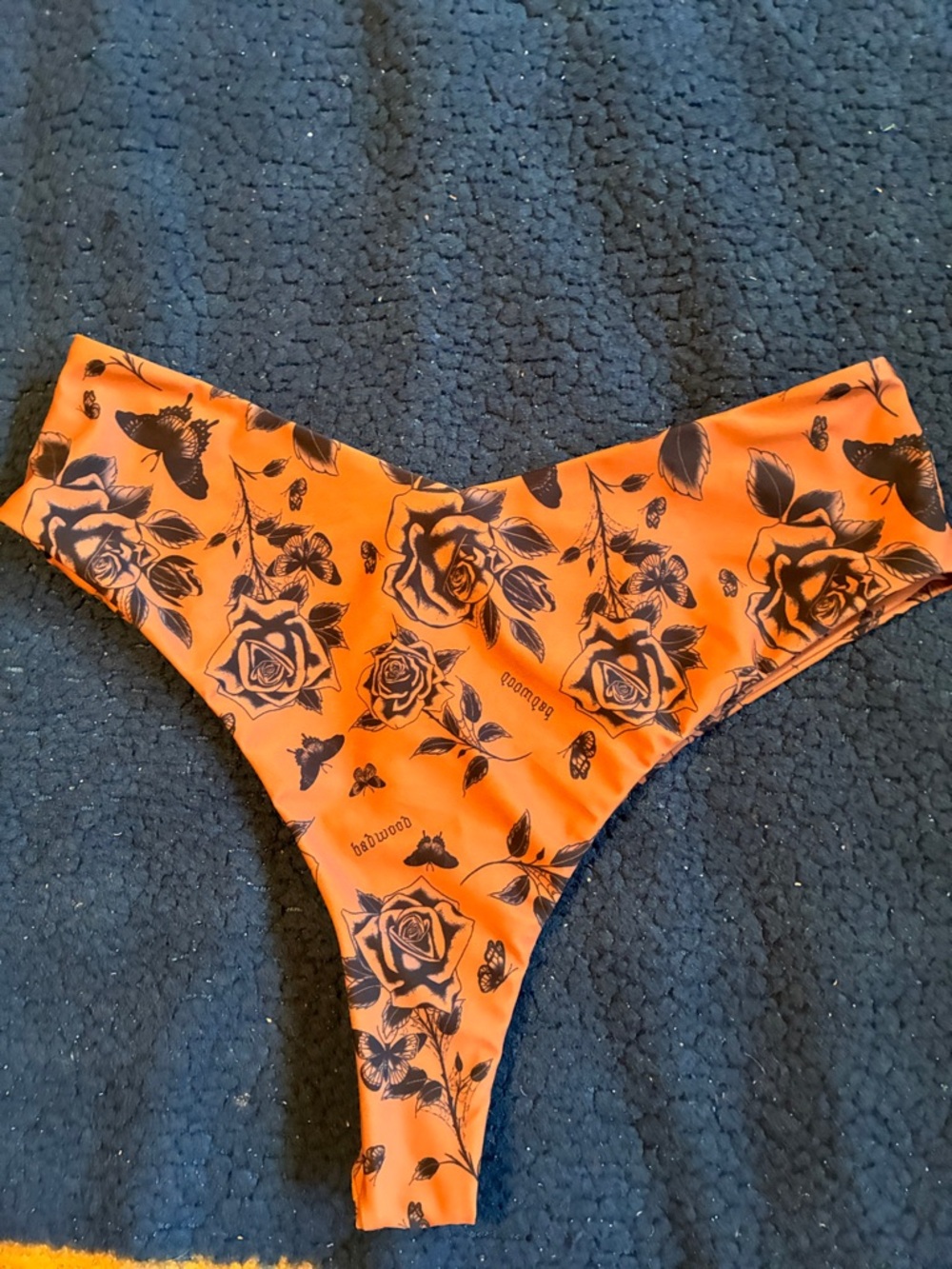 Badwood Floral Print Orange Bikini Bottoms